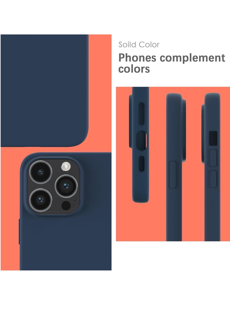 ELTRAZONE Silicone Case for iPhone 15 Pro Max, Soft-Touch, Shockproof, DustProof, Antiskid Full Body Armour Phone Cover for Apple iPhone 15 Pro Max - Dark Blue - Image 3