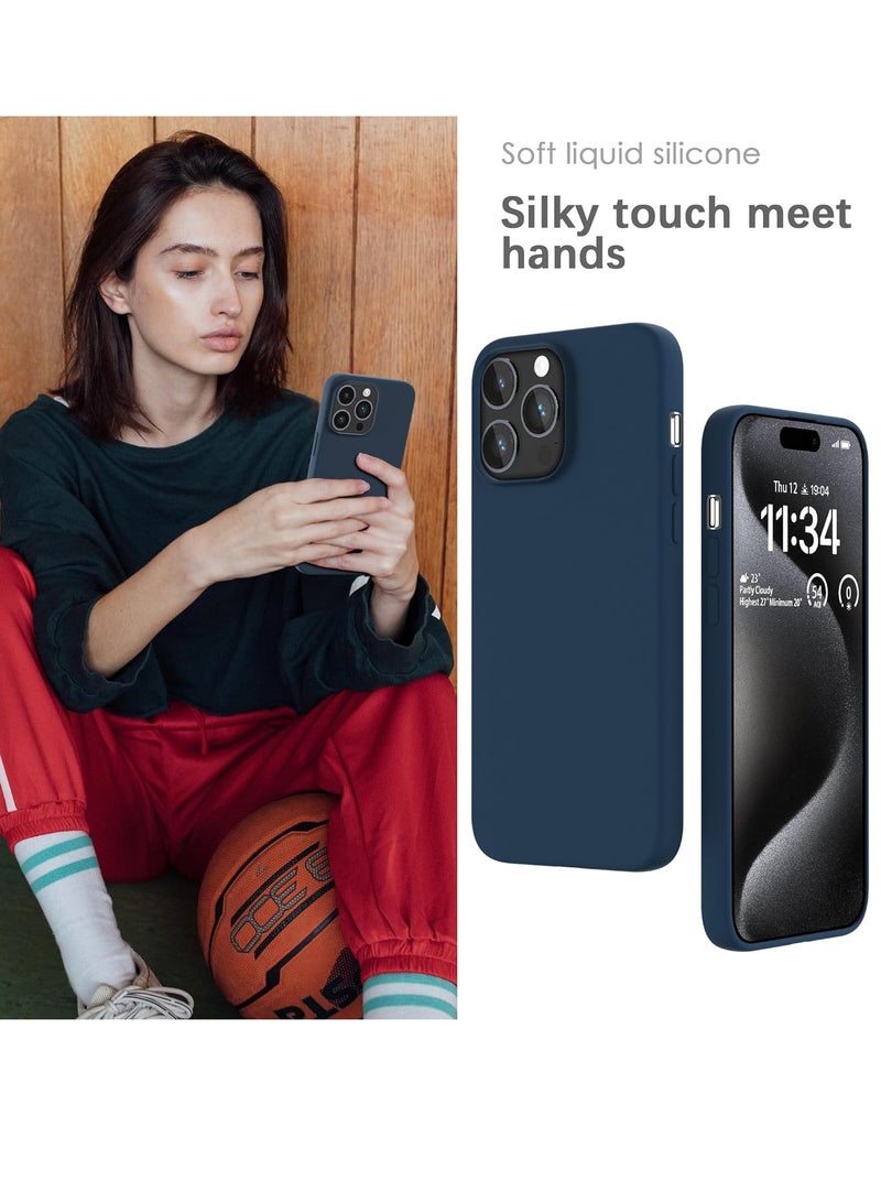 ELTRAZONE Silicone Case for iPhone 15 Pro Max, Soft-Touch, Shockproof, DustProof, Antiskid Full Body Armour Phone Cover for Apple iPhone 15 Pro Max - Dark Blue - Image 4