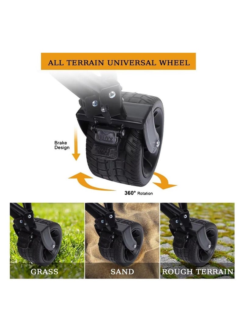 توبيز عربة توبي للتخييم في الهواء الطلق، مقابض العربة قابلة للتعديل ويمكن طيها في عربة خارجية خفيفة الوزن ذات أربع عجلات للبستنة والرياضة والتخييم والنزهات - Image 3