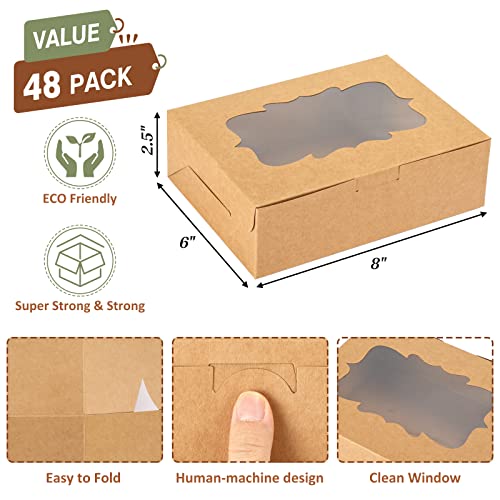 TOMNK 48pcs 8x6x2.5 Inches Cookie Boxes, Treat Boxes with 3 Style Window, for Chocolate Strawberries Muffins Donuts and Party Favor - Image 2