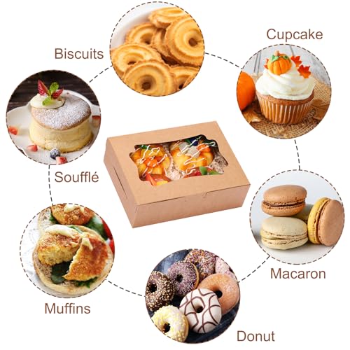 TOMNK 48pcs 8x6x2.5 Inches Cookie Boxes, Treat Boxes with 3 Style Window, for Chocolate Strawberries Muffins Donuts and Party Favor - Image 4
