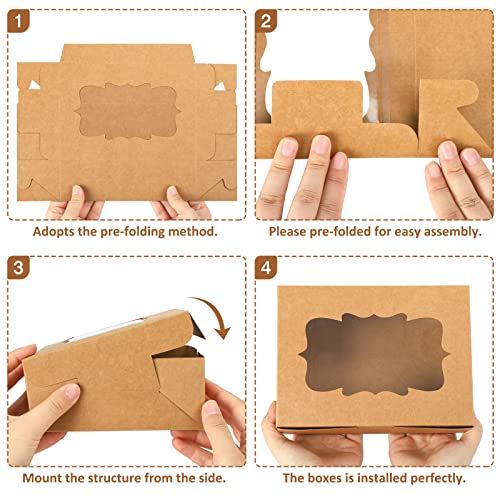 TOMNK 48pcs 8x6x2.5 Inches Cookie Boxes, Treat Boxes with 3 Style Window, for Chocolate Strawberries Muffins Donuts and Party Favor - Image 3