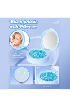 Angmei Kids Makeup Kit for Girls Blue Makeup Set, Real Washable Make up Kit for Little Girl Princess Toddler Makeup for Kid Birthday Gifts Toys for Girls  - Image 2