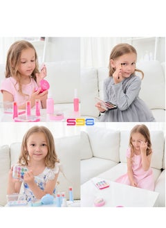 Angmei Kids Makeup Kit for Girls Blue Makeup Set, Real Washable Make up Kit for Little Girl Princess Toddler Makeup for Kid Birthday Gifts Toys for Girls  - Image 4