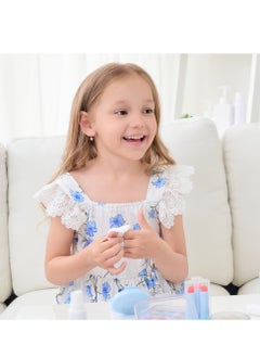 Angmei Kids Makeup Kit for Girls Blue Makeup Set, Real Washable Make up Kit for Little Girl Princess Toddler Makeup for Kid Birthday Gifts Toys for Girls  - Image 5