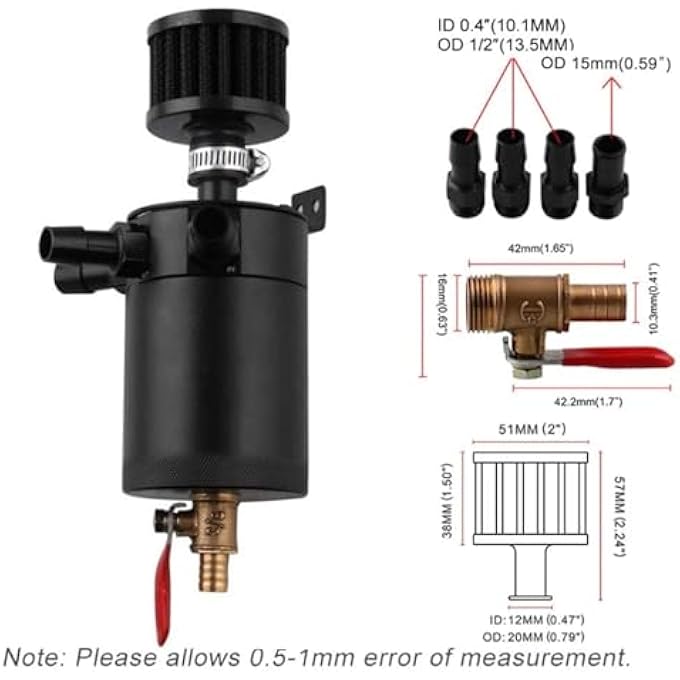 rayihni 150Ml Baffled Engine Oil Catch Can Reservoir Tank 3 PortOil Catch Can Kit With 1 Oulet  2 Intlet Compact Baffled Engine Oil Reservoir Tank With Breather Filter  Drain Valve - Image 4