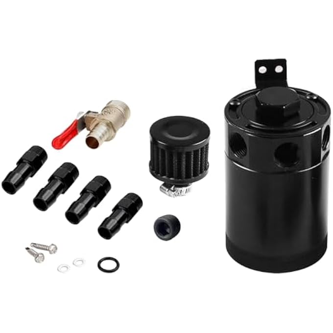 rayihni 150Ml Baffled Engine Oil Catch Can Reservoir Tank 3 PortOil Catch Can Kit With 1 Oulet  2 Intlet Compact Baffled Engine Oil Reservoir Tank With Breather Filter  Drain Valve - Image 1