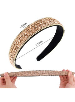 Wecoe Rhinestone Headband Women Girls Bling Headbands Fashion Diamond Headband Crystal Sparkly Headbands Glitter Headband Hair Band Hair Hoop Hair Accessories Gifts For Women Girls Ladies (Coffee)  - Image 3