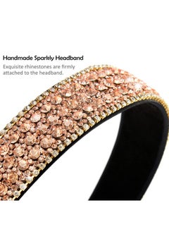 Wecoe Rhinestone Headband Women Girls Bling Headbands Fashion Diamond Headband Crystal Sparkly Headbands Glitter Headband Hair Band Hair Hoop Hair Accessories Gifts For Women Girls Ladies (Coffee)  - Image 4