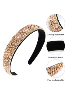 Wecoe Rhinestone Headband Women Girls Bling Headbands Fashion Diamond Headband Crystal Sparkly Headbands Glitter Headband Hair Band Hair Hoop Hair Accessories Gifts For Women Girls Ladies (Coffee)  - Image 2