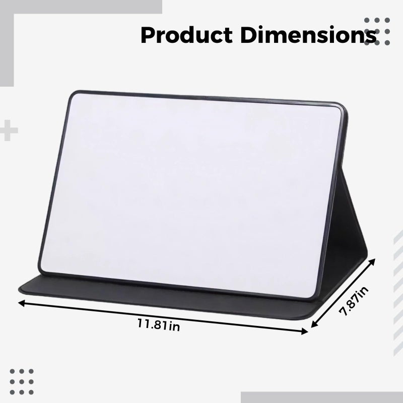 A4 Dry Erase Board With Stand Pens Eraser Portable PU Leather Bracket 12.6 X 8.7 Inch - Image 5