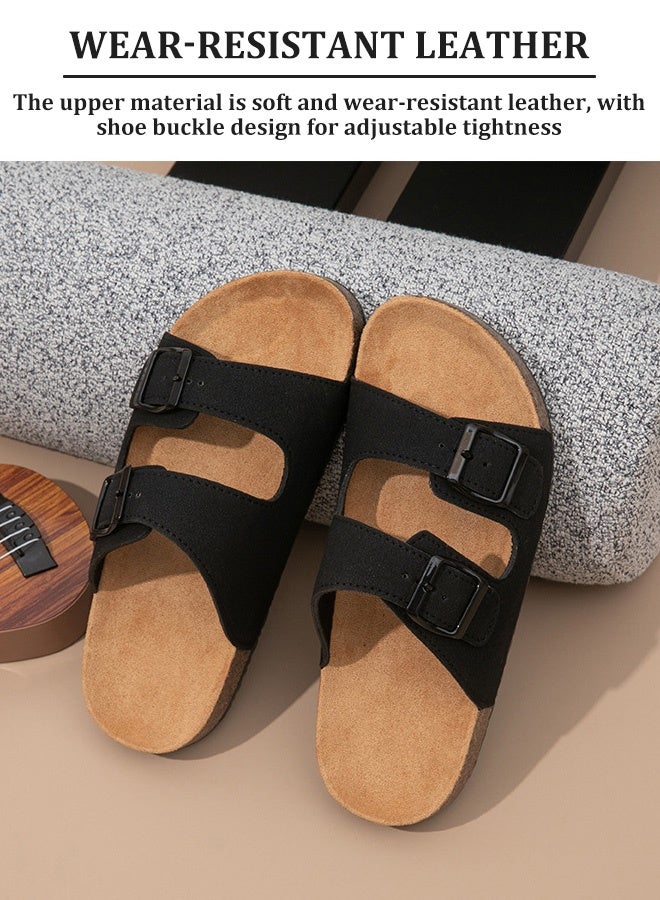 Fashionable And Versatile Open-Toe Slippers For Men Daily Commuting Beach Casual  Adjustable Slippers(black) - Image 3