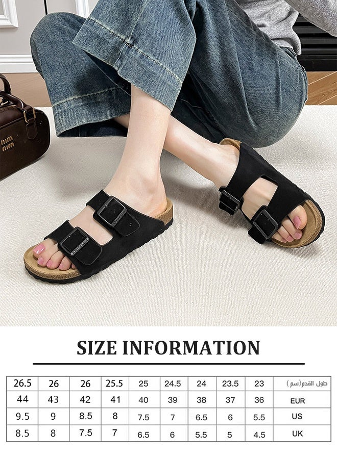 Fashionable And Versatile Open-Toe Slippers For Men Daily Commuting Beach Casual  Adjustable Slippers(black) - Image 2