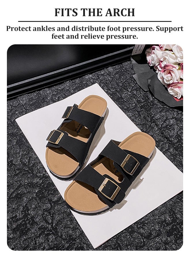 Fashionable And Versatile Open-Toe Slippers For Men Daily Commuting Beach Casual  Adjustable Slippers(black) - Image 4