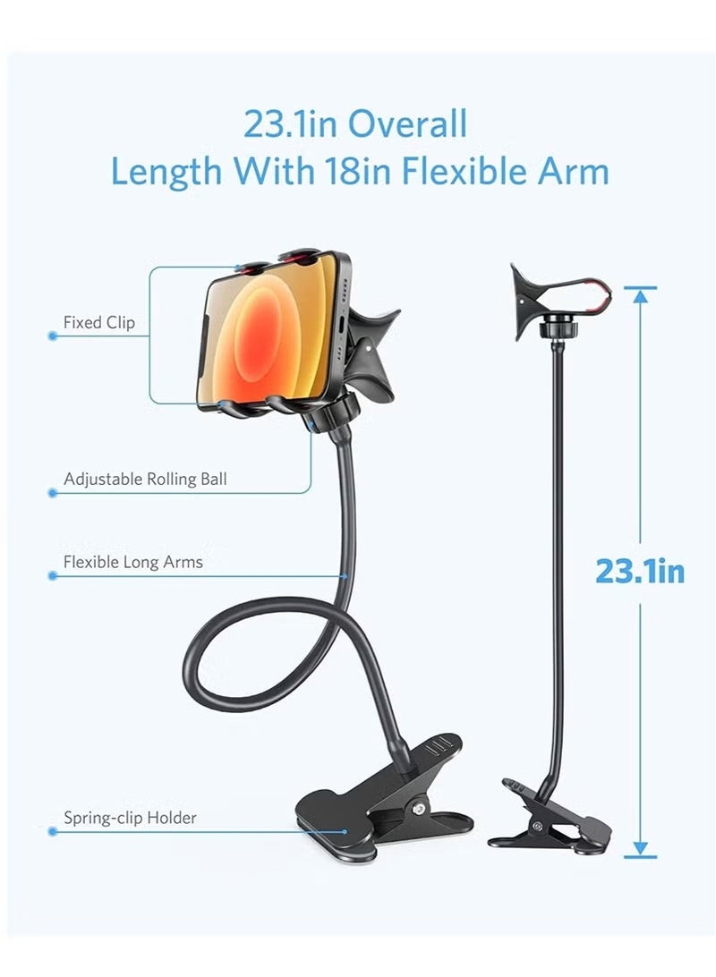 BGM Flexible Solid Grip Phone Holder with Adjustable Universal Gooseneck Smartphone Stand,Used for Bed Kitchen, Black - Image 3