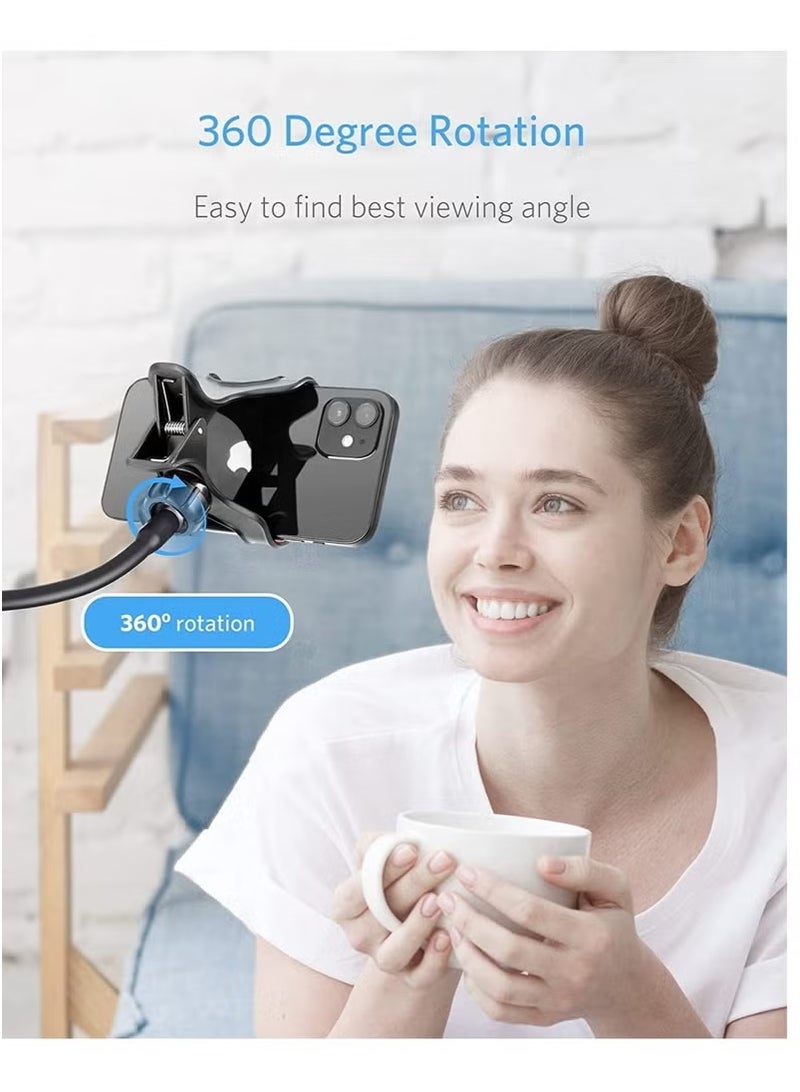 BGM Flexible Solid Grip Phone Holder with Adjustable Universal Gooseneck Smartphone Stand,Used for Bed Kitchen, Black - Image 4