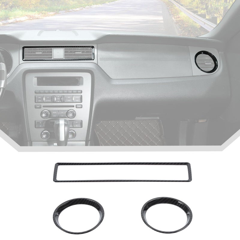JeCar 3pcs for Mustang Carbon Fiber Interior Trim Kit for Ford Mustang 20102014 Dash Air Vent Trim Accessories