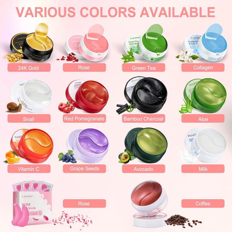 LAVONE Eye Mask - 30 Pairs Rose Under Eye Patches Skin Care Products,Eye Masks Skincare for Dark Circles and Puffiness, Reduce Wrinkles, Eye Bags and Fine Lines, for Women and Man - Image 2