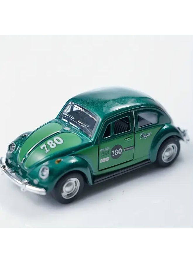 Retro Green Beetle Car Die Cast Metal Alloy Model 1 36 Scale Vintage Sports Toy - Image 1