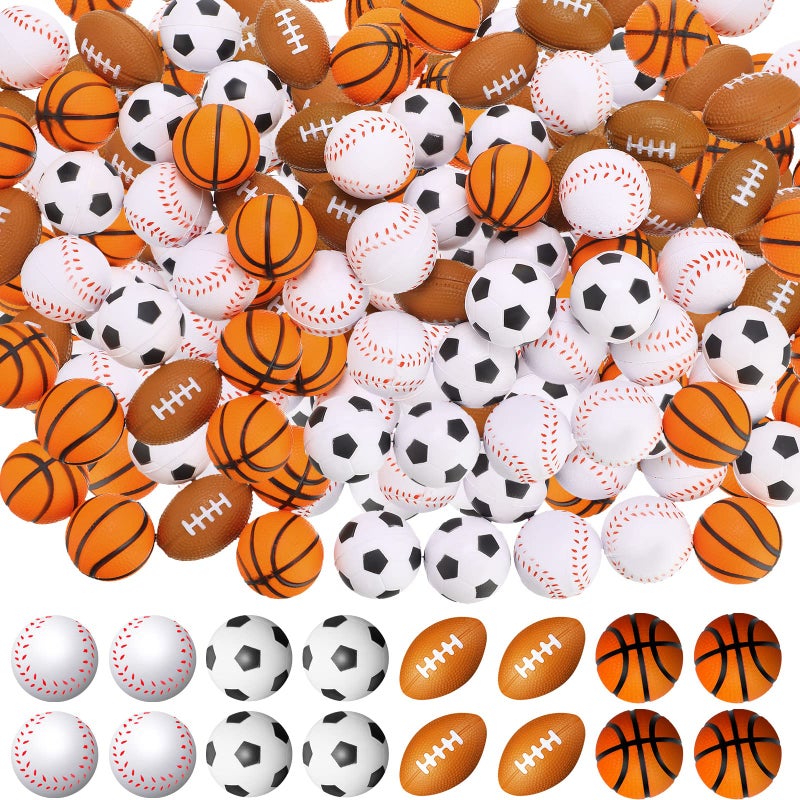 Jerify 200 Pieces Mini Foam Sports Party Favors Mini Baseball Football Basketball Soccer Stress Ball Bulk Sports Prizes for Themed Birthday Gifts Party Supplies Decorations - Image 3