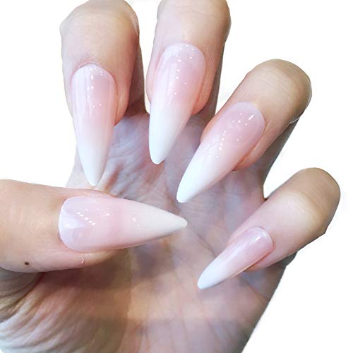 Artquee 24pcs French Nude Pink Ombre Stiletto Long Glossy Fake Nails Press on Nail False Tips Manicure for Women - Image 1