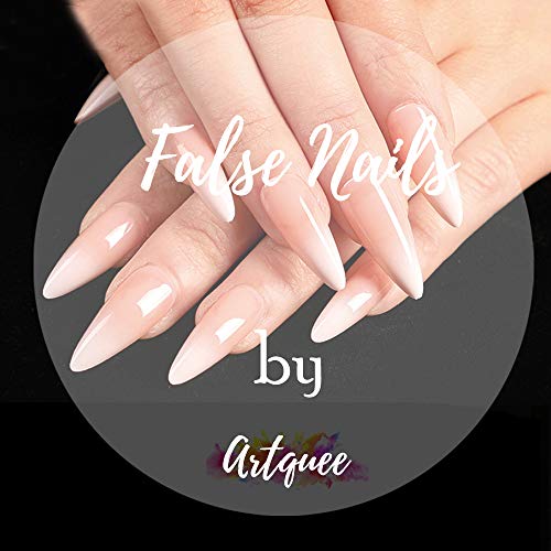Artquee 24pcs French Nude Pink Ombre Stiletto Long Glossy Fake Nails Press on Nail False Tips Manicure for Women - Image 4