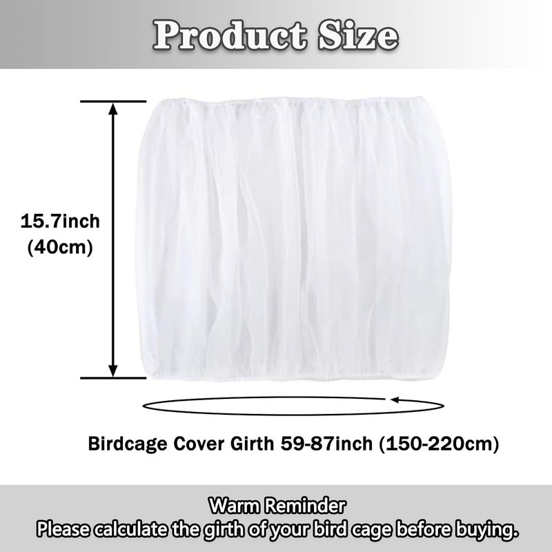 PUSNMI Bird Cage Seed Catcher, Bird Cage Net Cover Adjustable Bird Cage Netting Seed Catcher for Bird Cages Seed Catcher Guard Net Cover Bird Cage Skirt for Parrot Parakeet Macaw Round Square Cages - White - Image 2