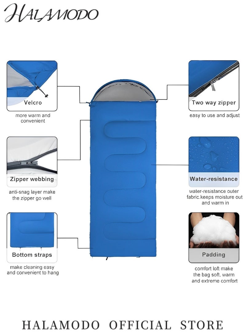 HALAMODO Sleeping Bag Lightweight Sleep Bags Microfiber Filled Waterproof Indoor & Outdoor Sleeping Bag with Zippers & Pouch for Hiking & Camping & Traveling & Mountaineering  - Image 3