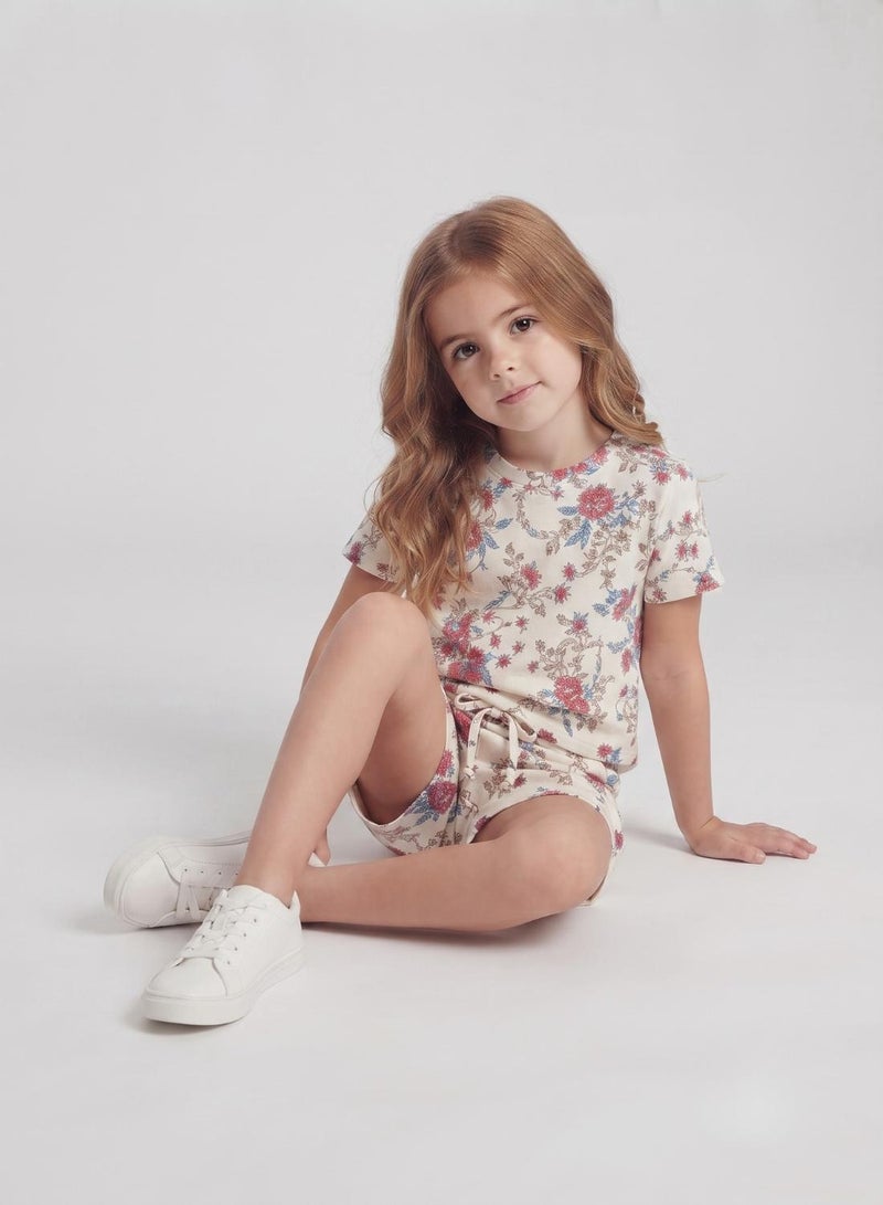 babyqlo Girls White Red Floral Print Co-ord Set - Image 4