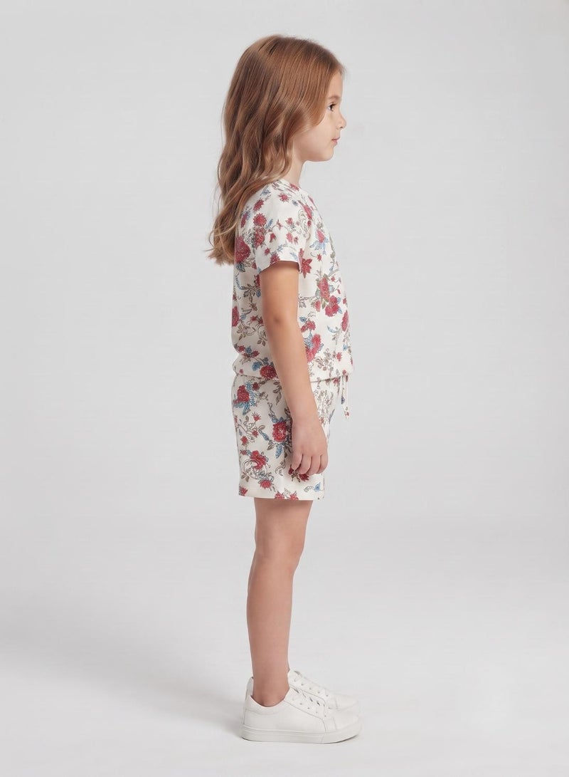 babyqlo Girls White Red Floral Print Co-ord Set - Image 3