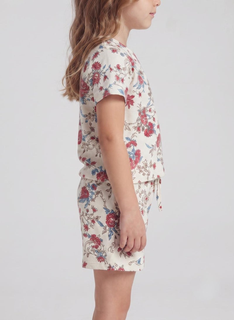 babyqlo Girls White Red Floral Print Co-ord Set - Image 5