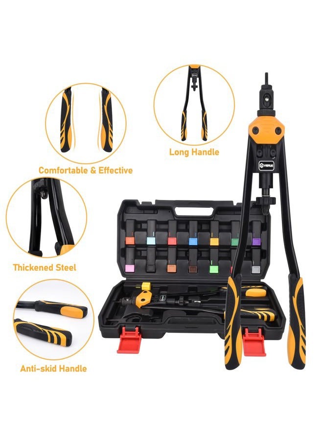 VIGRUE 16'' Rivet Nut Tool Nusterts Hand Tool Kits with 15PCS Metric & Inch Mandrels and 300PCS Metric & SAE Rivet Nuts Assortment M3 to M12, 6-32 to 1/2-13 and Rugged Carrying Case - Image 4