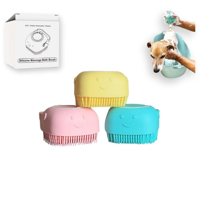 DOCROK Pet Bath Brush with Shampoo Dispenser - Soft Silicone - For Dog, Cat, Puppy - Dog scrubbers, Pet Soap Brush, Stuff for Dog & Cat, Puppy Shampoo Brush (1 Pcs) - Image 1