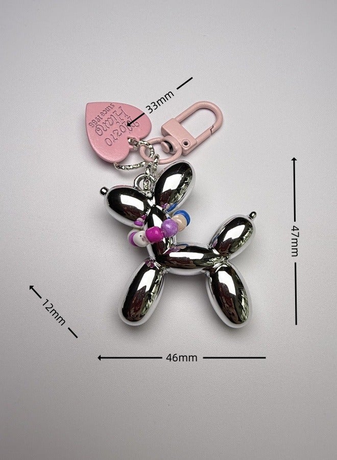 عبوة من قطعتين من سحر الجراء اللطيفة باللون الأبيض المعدني والرمادي المعدني الأسود - إكسسوارات لطيفة للأزواج وحقائب الظهر ومفاتيح السيارة وحقائب اليد والمحافظ والمزيد. - Image 2