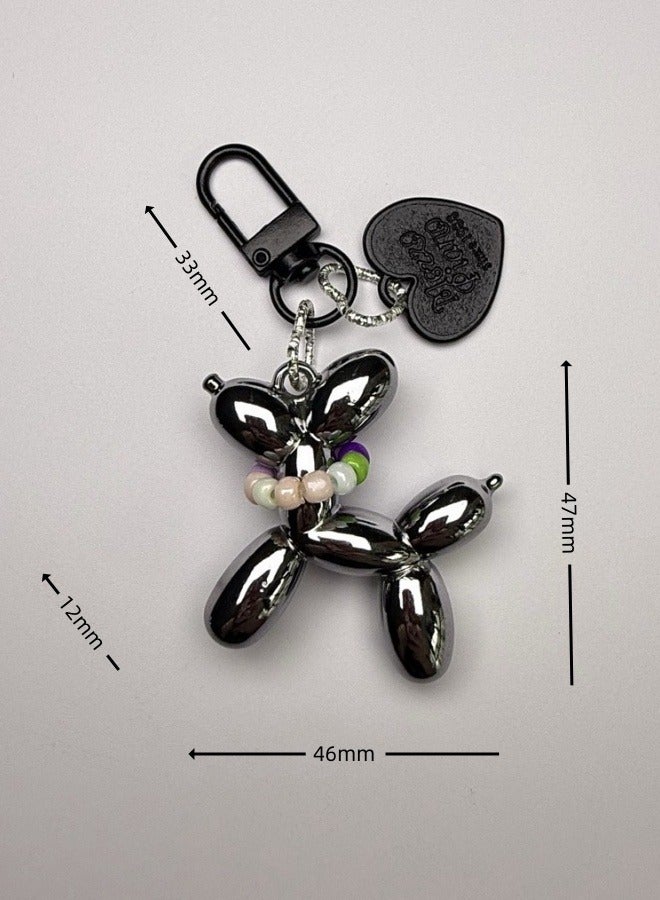 عبوة من قطعتين من سحر الجراء اللطيفة باللون الأبيض المعدني والرمادي المعدني الأسود - إكسسوارات لطيفة للأزواج وحقائب الظهر ومفاتيح السيارة وحقائب اليد والمحافظ والمزيد. - Image 3