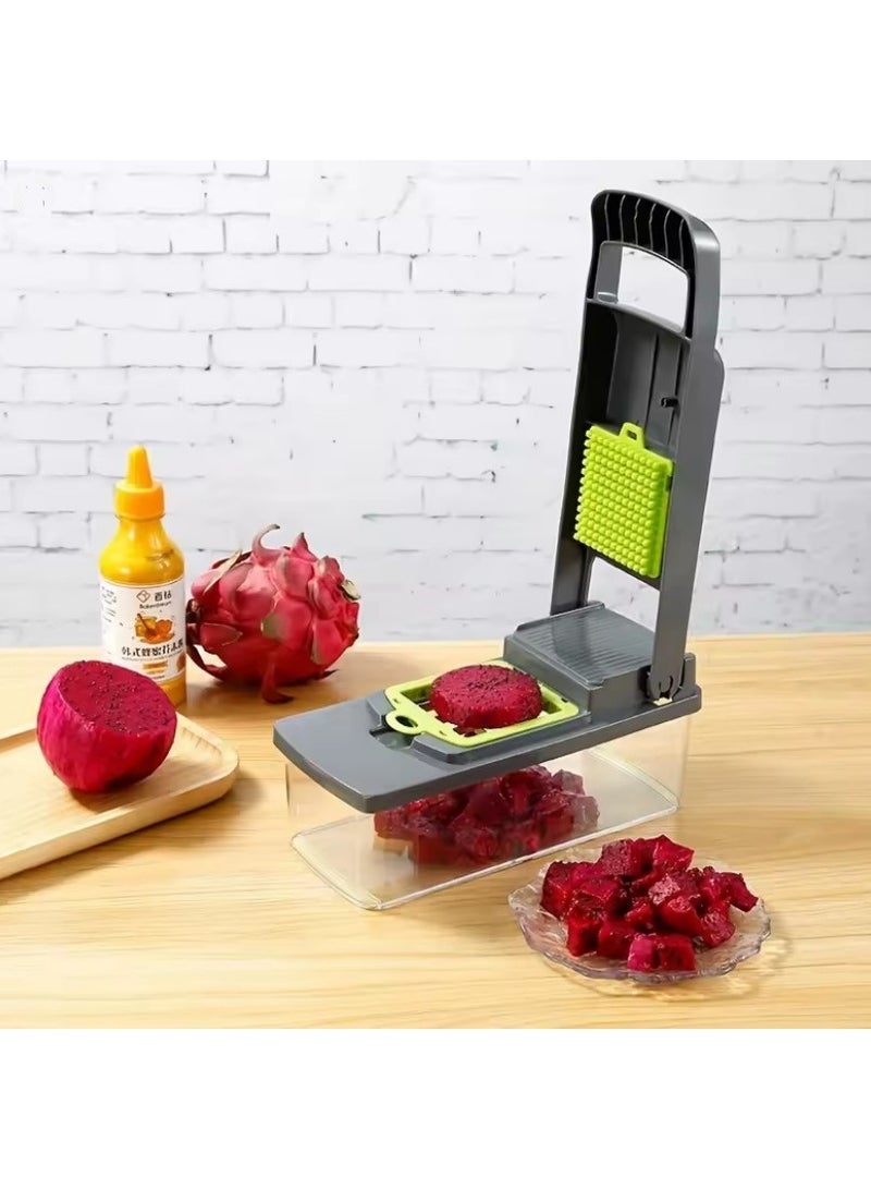 مبشرة خضراوات وبصل احترافية متعددة الوظائف 14 في 1 - تتضمن 8 شفرات من الفولاذ المقاوم للصدأ لتقطيع الخضراوات والبصل والفواكه بسهولة، وتأتي مع حاوية تخزين وملحقات تنظيف - متعددة الألوان - Image 5