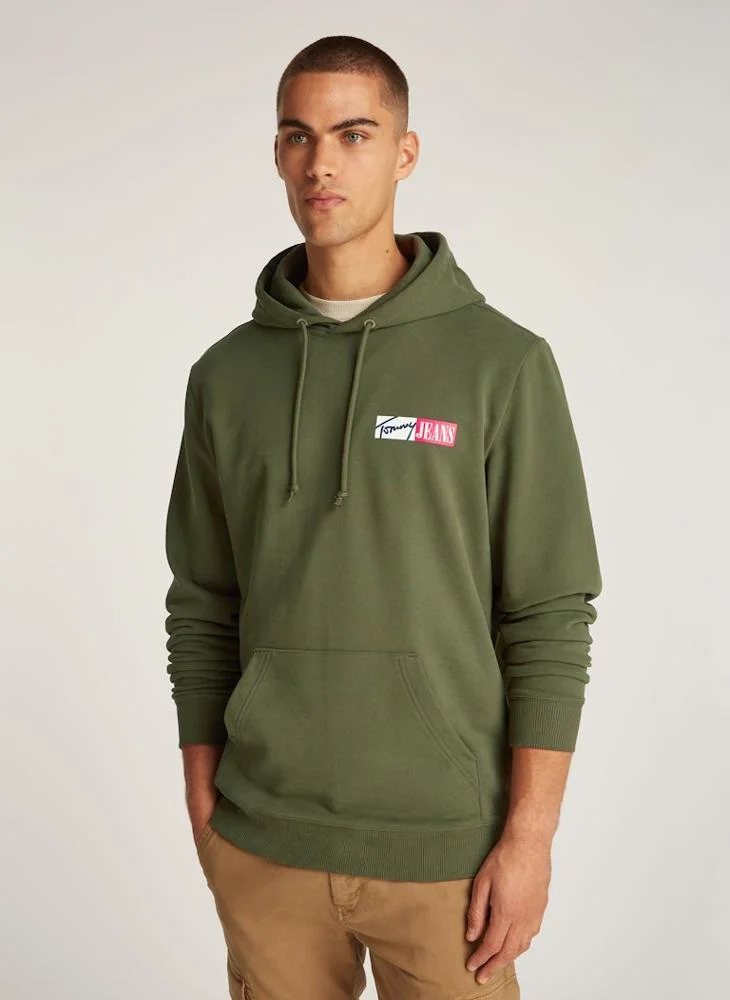 TOMMY JEANS Logo Print Drawstring Pull Over Hoodie