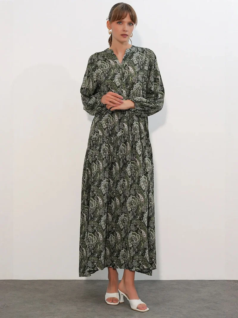BDART Patterned V-Neck Maxi Dress