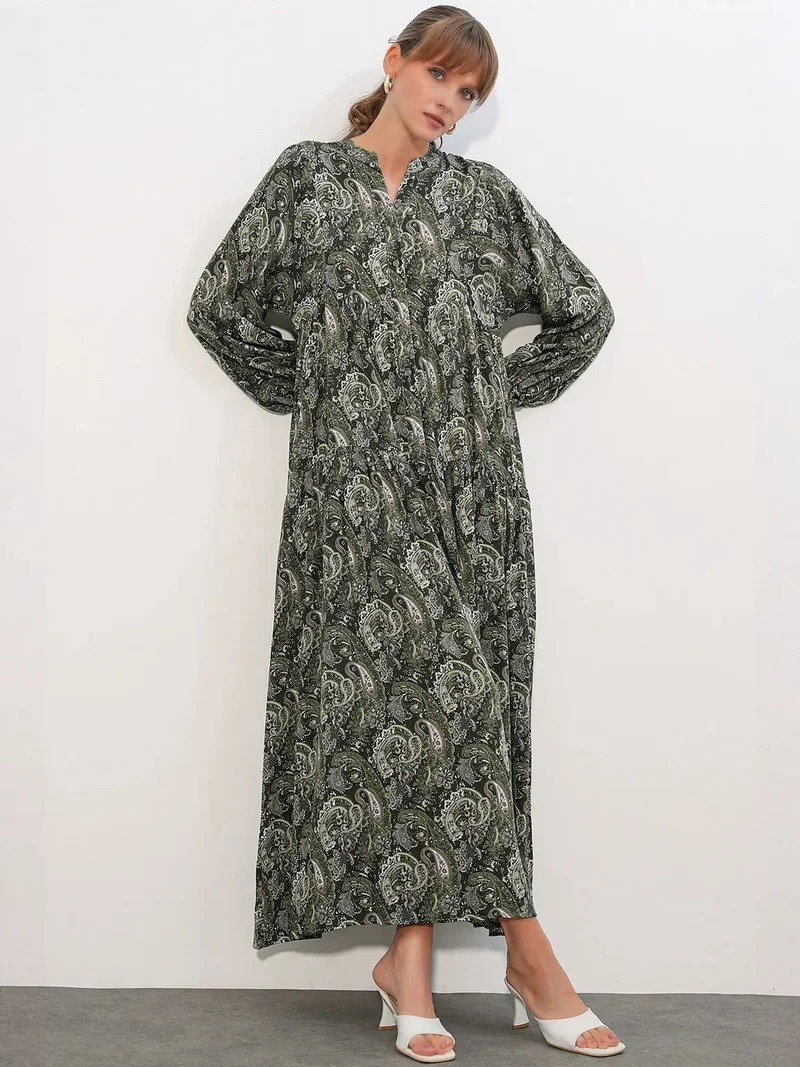 Big Dart Multicolor BDART Patterned V-Neck Maxi Dress for Women | Best Price UAE