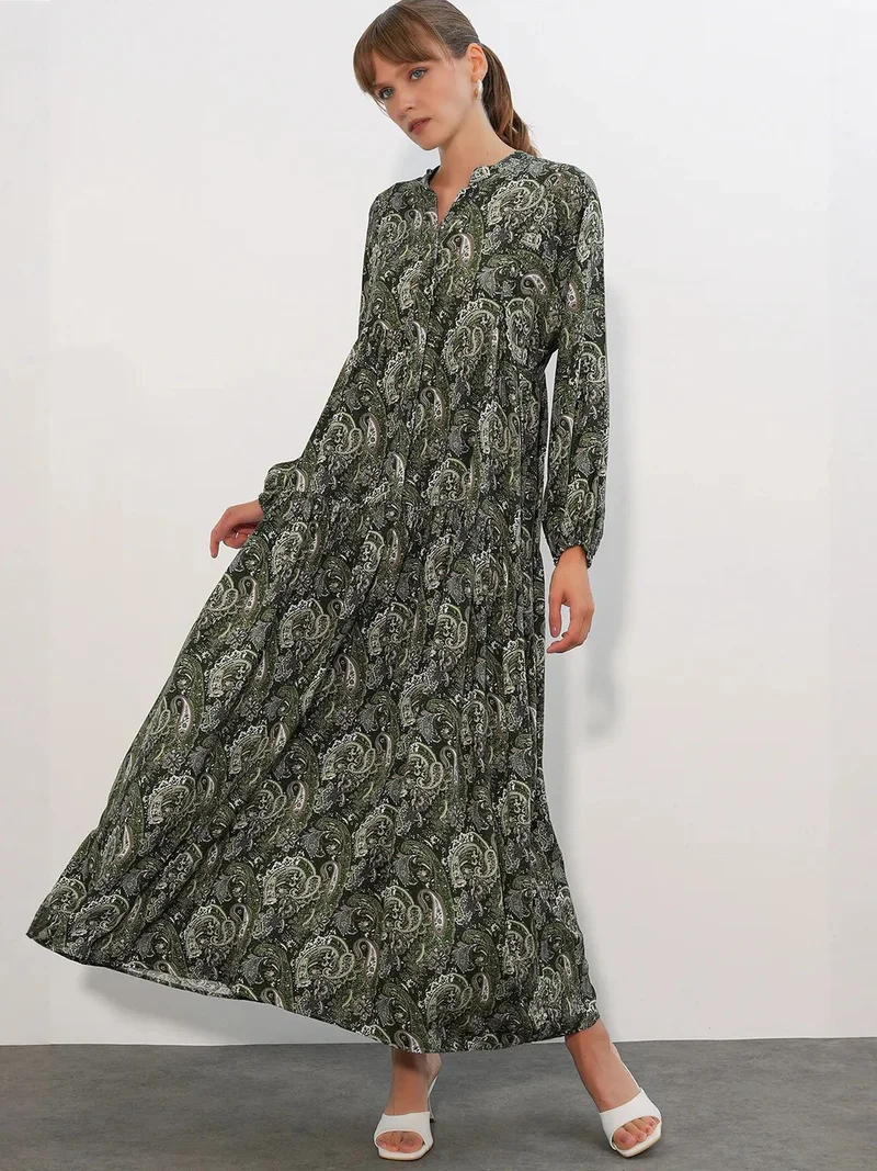 Big Dart Multicolor BDART Patterned V-Neck Maxi Dress for Women | Best Price UAE