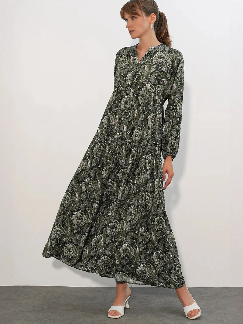 Big Dart Multicolor BDART Patterned V-Neck Maxi Dress for Women | Best Price UAE