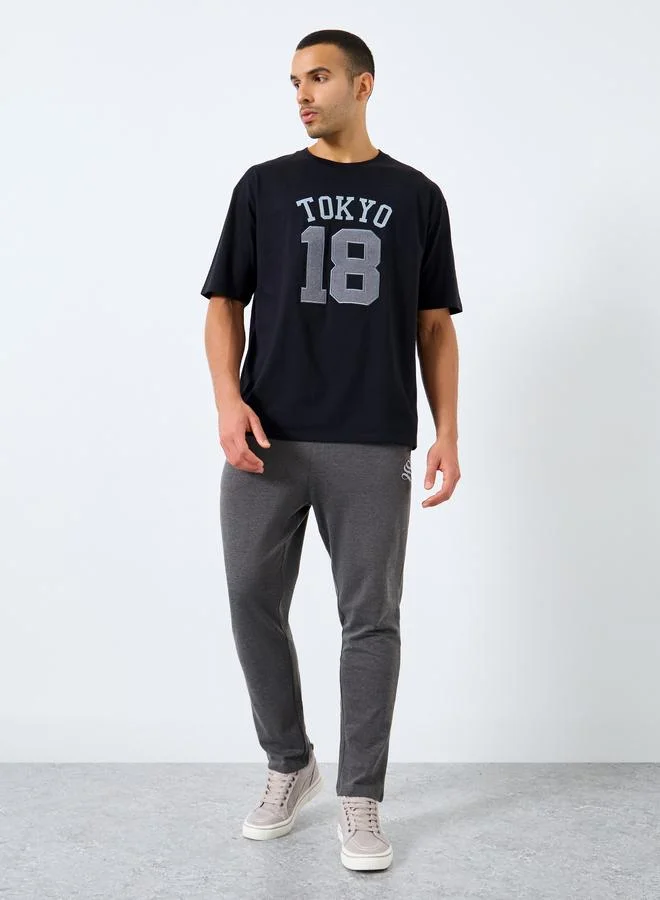 Styli Styli Oversized Jersey T-Shirt with Towel Embroidery Detail