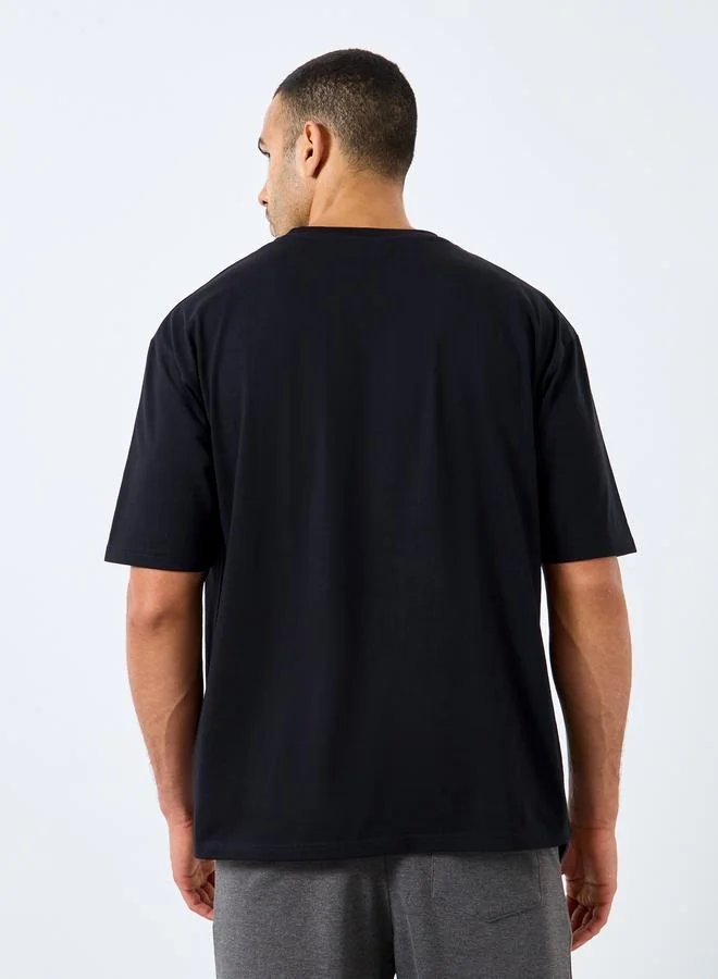 Styli Styli Oversized Jersey T-Shirt with Towel Embroidery Detail