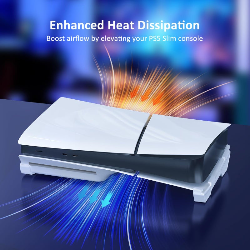 NEXIGO حامل نكسيغو الأفقي لجهاز PS5 سليم وبرو الجديد، [تصميم بسيط]، قاعدة لحامل ملحقات PS5، متوافق مع إصدارات بلاي ستيشن 5 سليم/برو قرص ورقمي، أبيض - Image 3