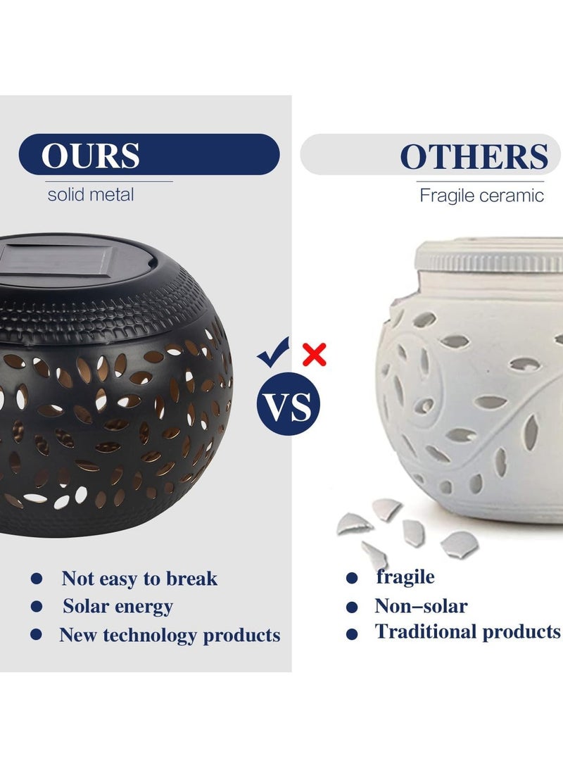 general Solar Desk Lamp Outdoor Waterproof - Solar LED Light Hollow Black Metal Desktop Decoration Lantern for Indoor Desk, Bedroom, Terrace, Garden, Path, Courtyard - Image 4