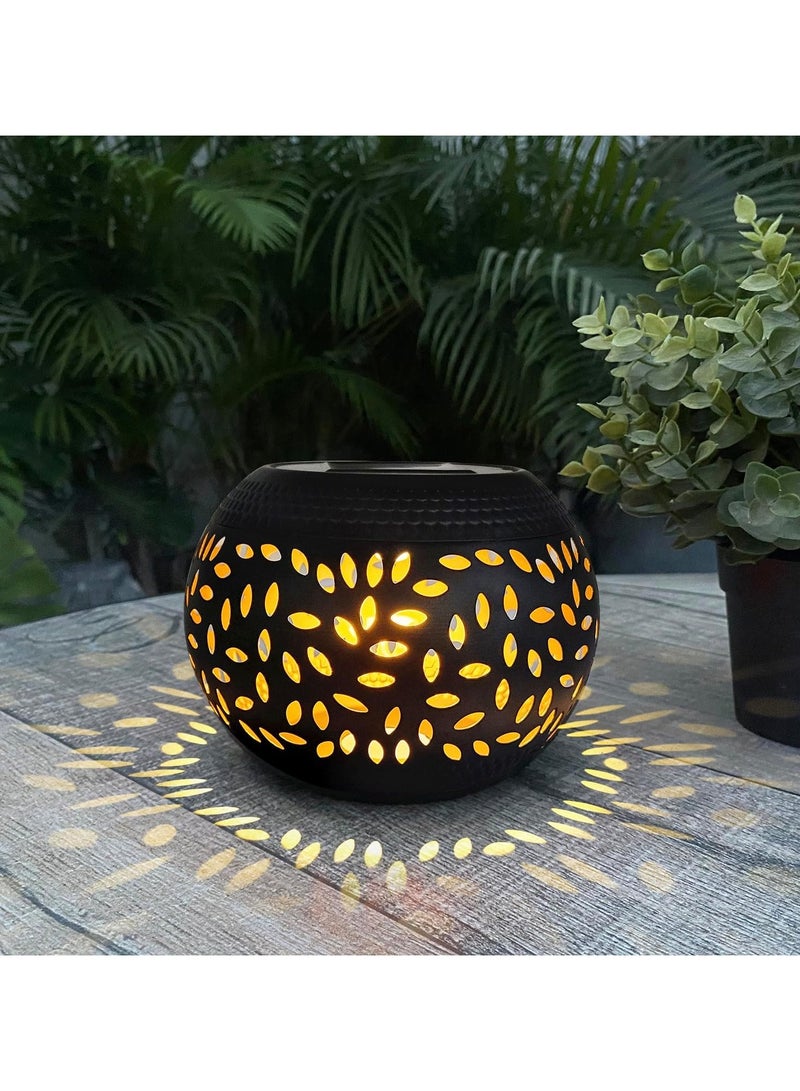 general Solar Desk Lamp Outdoor Waterproof - Solar LED Light Hollow Black Metal Desktop Decoration Lantern for Indoor Desk, Bedroom, Terrace, Garden, Path, Courtyard - Image 1