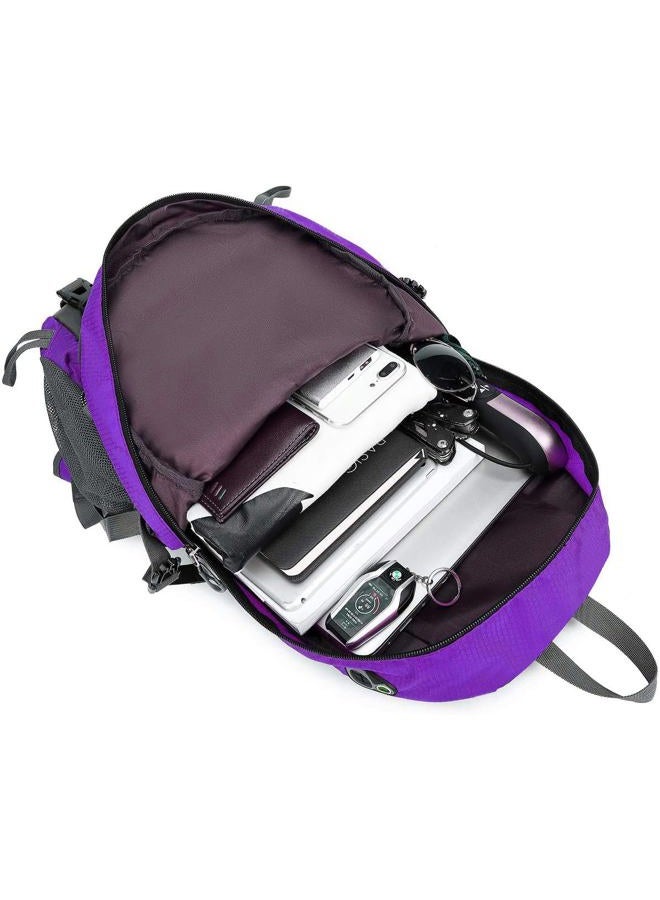 FENGDONG 40L Waterproof Lightweight Outdoor Daypack Hiking,Camping,Travel Backpack for Women Men Purple - Image 5