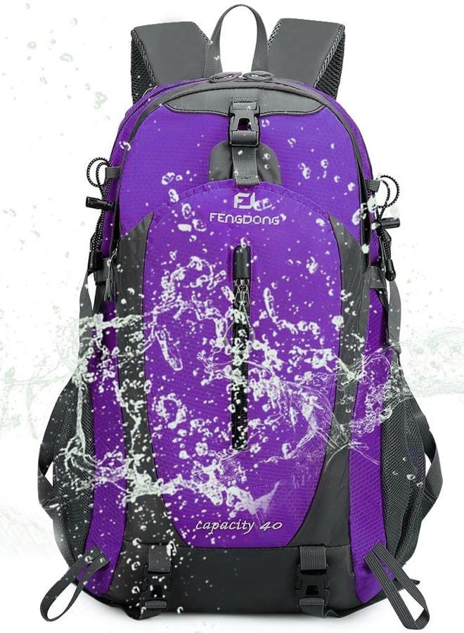 FENGDONG 40L Waterproof Lightweight Outdoor Daypack Hiking,Camping,Travel Backpack for Women Men Purple - Image 4