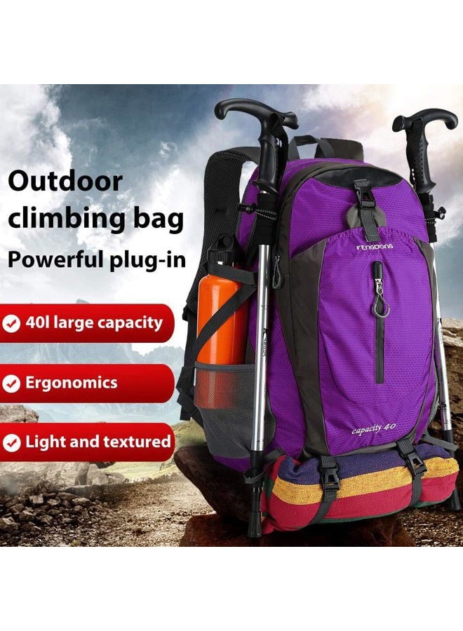 FENGDONG 40L Waterproof Lightweight Outdoor Daypack Hiking,Camping,Travel Backpack for Women Men Purple - Image 3