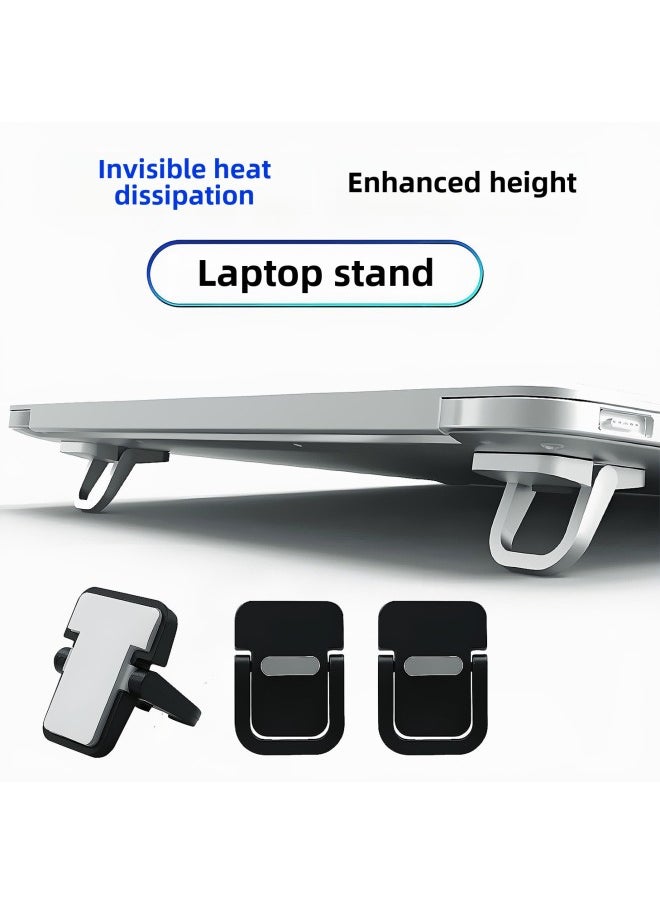 Generic - Laptop Stand Invisible Paste Bracket Folding Storage Portable Elevated Rack Keyboard Foot Pad Support Rack-Color:Single Gear Black 2 Pieces - Image 1